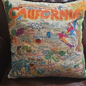 Catstudio Colorful California Map Embroidered Throw Pillow - Multi